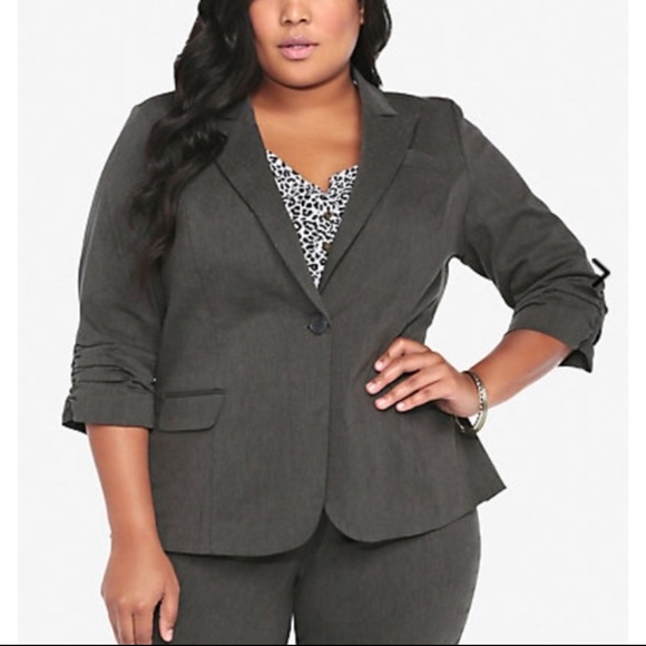 torrid Jackets & Blazers - Torrid Grey Blazer Ruched 3/4 Sleeve Size 4